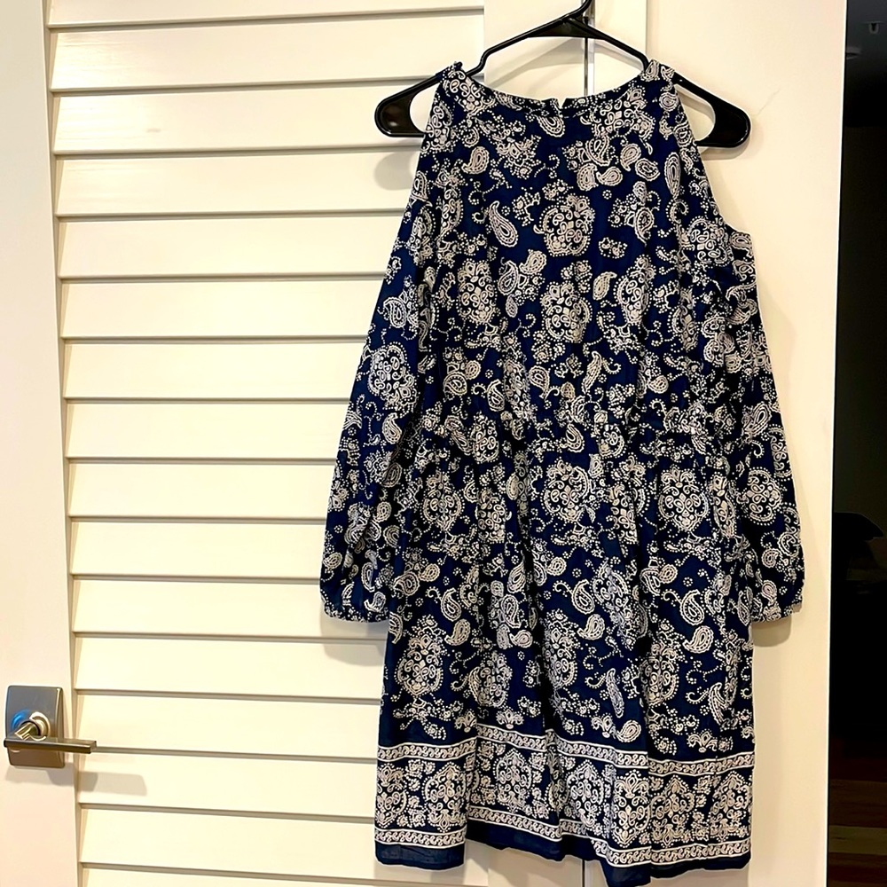 Cold shoulder dress with traditional Indian print